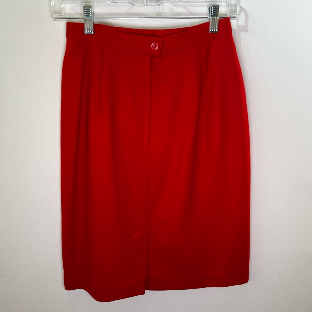 Vintage Briggs Red 100% Wool Pencil Skirt - Picture 3 of 7